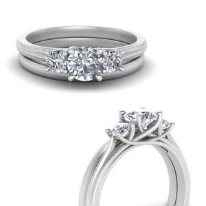 White Gold Trellis Wedding Ring Set