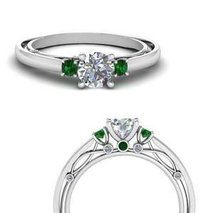 Three Stone Ring With Emerald