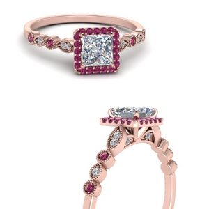 0.91 ct Pink Sapphire & Diamond Bangle on 14K Rose Gold