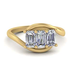 Crossover Emerald Cut 3 Stone Ring