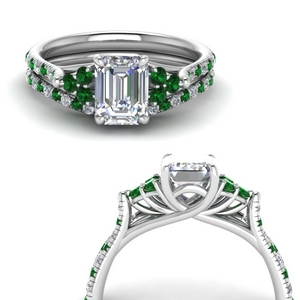 Emerald Cut Emerald Wedding Sets