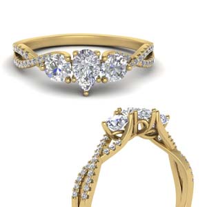 Twisted Gold Moissanite Engagement Ring