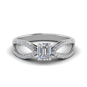 Emerald Cut Reverse Split Shank Diamond Ring