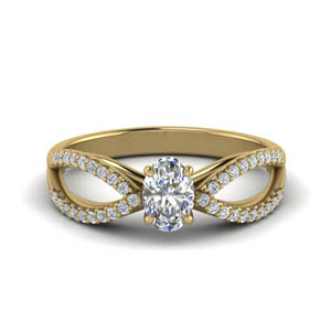 Yellow Gold Oval Shaped Side Stone Rings