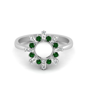Circle Baguette Promise Emerald Ring