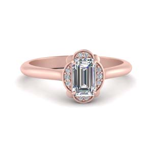 Petal Emerald Cut Halo Diamond Ring