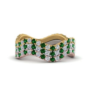 Stackable Waves Emerald Ring