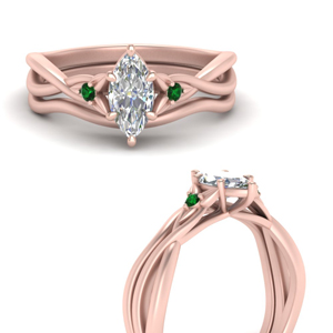 Marquise Cut Emerald Ring Sets