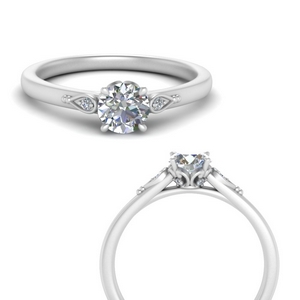 Delicate Leaf 3 Stone Engagement Ring