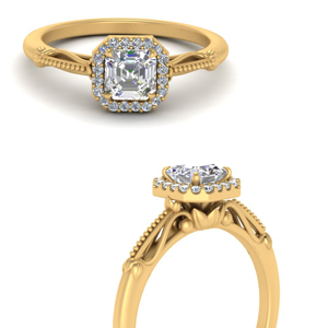 Halo Floral Shank Diamond Ring