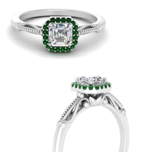 Emerald Rings With Asscher Cut Halo