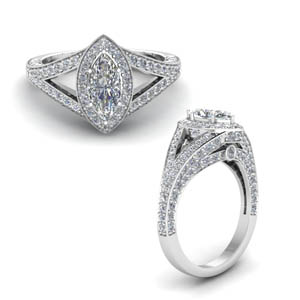 Marquise Hidden Halo Engagement Ring