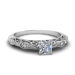 Princess Cut Filigree Engagement Ring