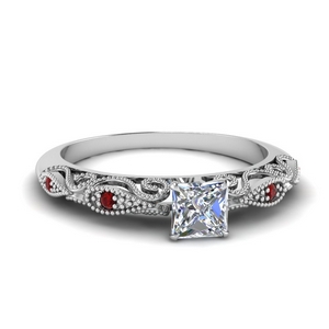 Princess Cut Diamond Milgrain Ring
