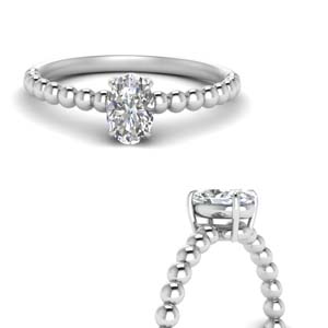 Oval Diamond Bead Solitaire Ring