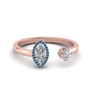marquise cut diamond open wrap engagement ring with blue topaz in 14K rose gold FD8850MQRGICBLTO NL RG GS