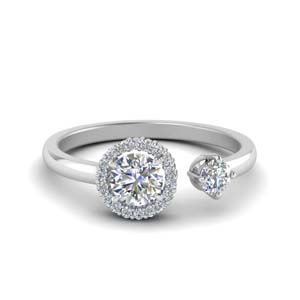 round halo diamond open engagement ring in 14K white gold FD8850ROR NL WG