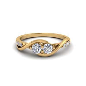 Swirl 2 Stone Diamond Ring