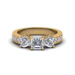 Pave Three Stone Diamond Ring