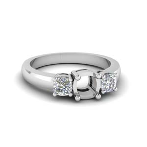 simple semi mount 3 stone engagement ring in FD8035SMR NL WG