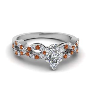 Pear Split Shank Orange Sapphire Ring
