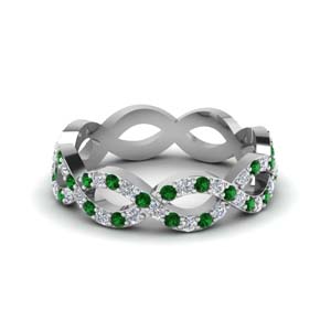 infinity diamond eternity band for women with emerald in 950 Platinum FD8063BGEMGR NL WG