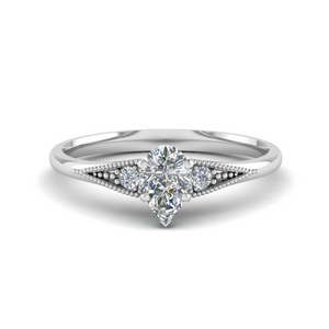 3 Stone Pear Engagement Rings