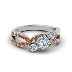 Swirl Orange Sapphire Ring