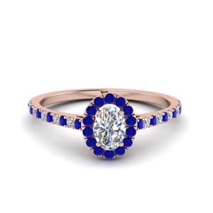Simple Oval Halo Sapphire Ring