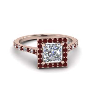 Square Halo Engagement Ring With Ruby