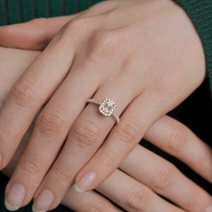 Gold Emerald Cut Halo Engagement Rings