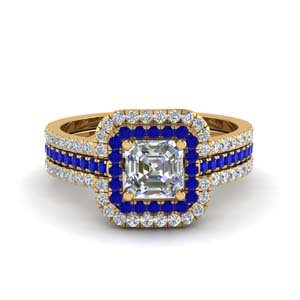 Trio Sapphire Wedding Ring Sets