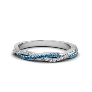 twisted vine diamond wedding band with blue topaz in FD8233BGICBLTO NL WG