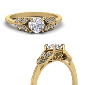 Vintage Leaf Diamond Ring