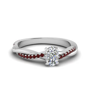 cushion cut infinity twist diamond engagement ring with ruby in FD8253CURGRUDR NL WG