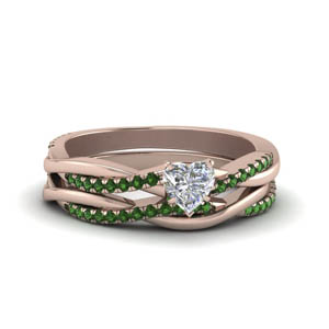 Infinity Twist Emerald Ring Set