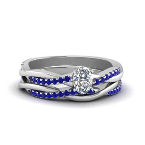 Oval Wedding Sets With Sapphire