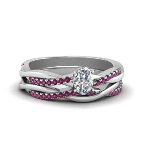 Oval Shaped Pink Sapphire Ring Sets