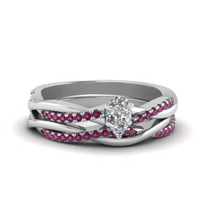 Pear Shaped Pink Sapphire Ring Set