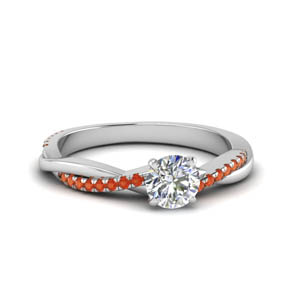 round cut infinity twist diamond engagement ring with orange topaz in FD8253RORGPOTO NL WG