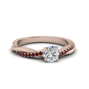 round cut infinity twist diamond engagement ring with ruby in FD8253RORGRUDR NL RG