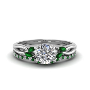 Round Cut Emerald Twisted Bridal Set