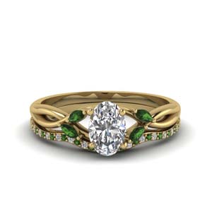 Oval Shaped Emerald Wedding Sets