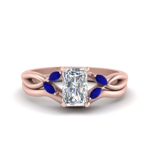 Twisted Vine Bridal Ring Set With Sapphire