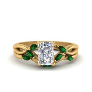 Radiant Cut Emerald Ring Sets