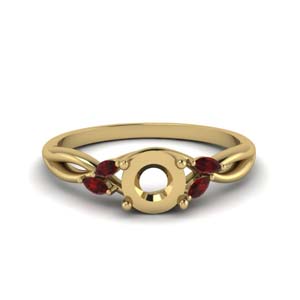 semi mount twisted petal diamond engagement ring with ruby in FD8300RSMRGRUDR NL YG