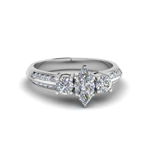 Marquise Cut 3 Stone Anniversary Rings