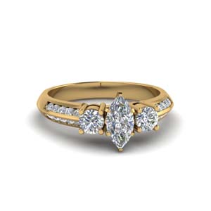 Marquise Moissanite 3 Stone Rings