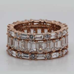 art deco stackable diamond wedding band in 14K rose gold FD8331B