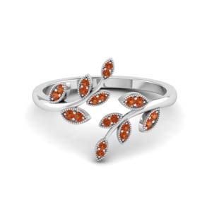 open leaf orange sapphire engagement ring in FD8342GSAOR NL WG GS